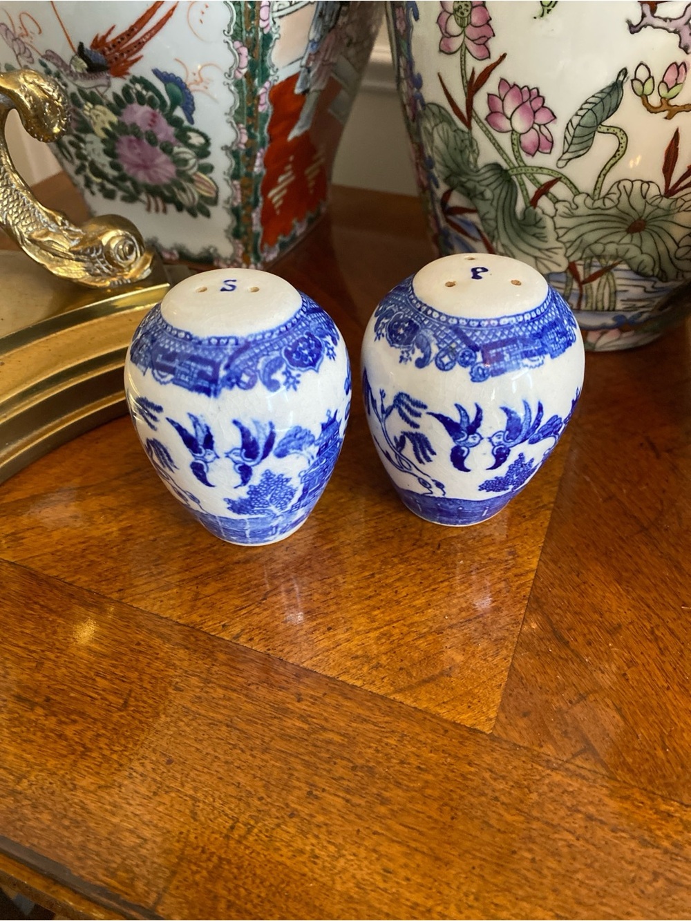 Willow Blue and White Porcelain Salt & Pepper Set
